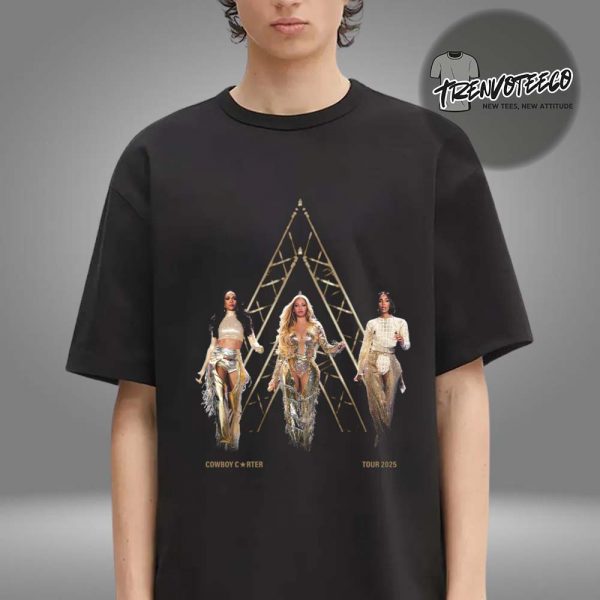 Beyonce Cowboy Carter Tour 2025 Legacy Golden Trio Stage Look Exclusive Two Sided Unisex T-Shirt