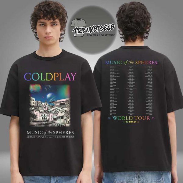 Coldplay Miami Music Of the Spheres Limited Edition Tour 2025 Two Sided Unisex T-Shirt
