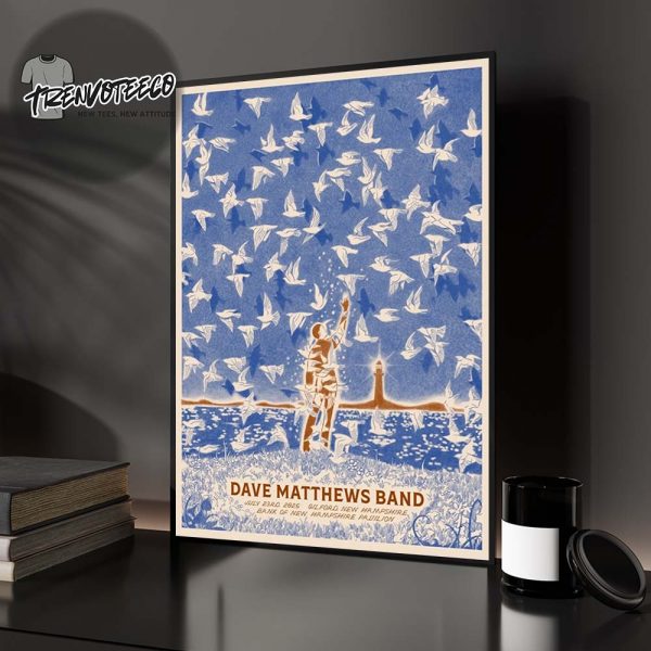Dave Matthews Band Poster Music At Bank Of New Hampshire Pavilion In Gilford NH On July 23 2025 Home Decor Poster Canvas