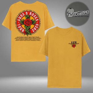 Guns N Roses Rose Cross Gold World Tour 2025 Two Sided Unisex T-Shirt