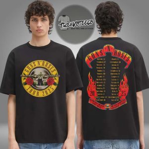 Guns N Roses Bullet Logo World Tour 2025 Two Sided Unisex T-Shirt