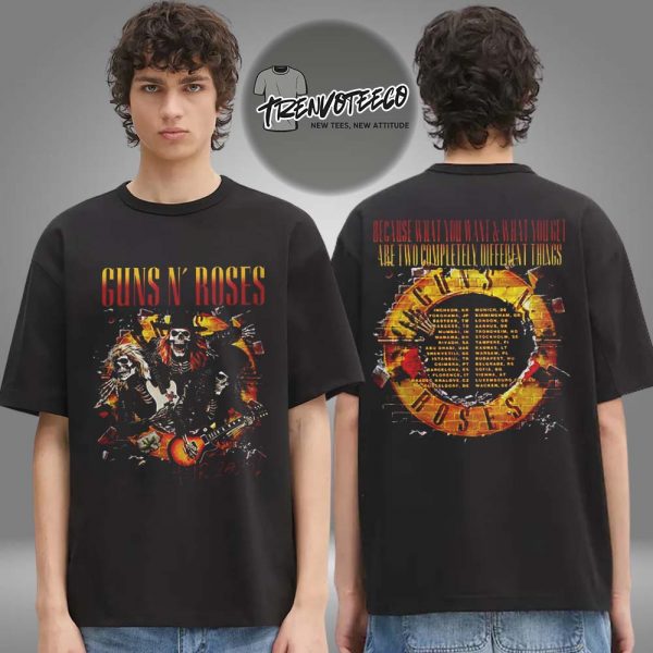 Guns N Roses Skeletons Tour 2025 Two Sided Unisex T-Shirt