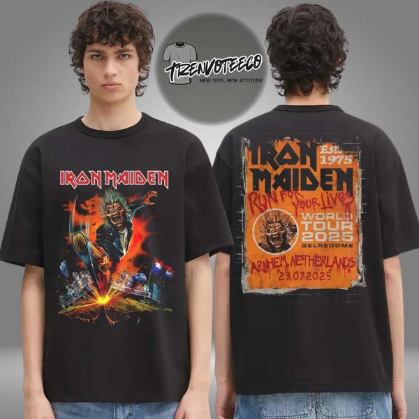 Iron Maiden Run For Your Lives World Tour 2025 Arnhem Netherlands On July 23 2025 Two Sided Unisex T-Shirt