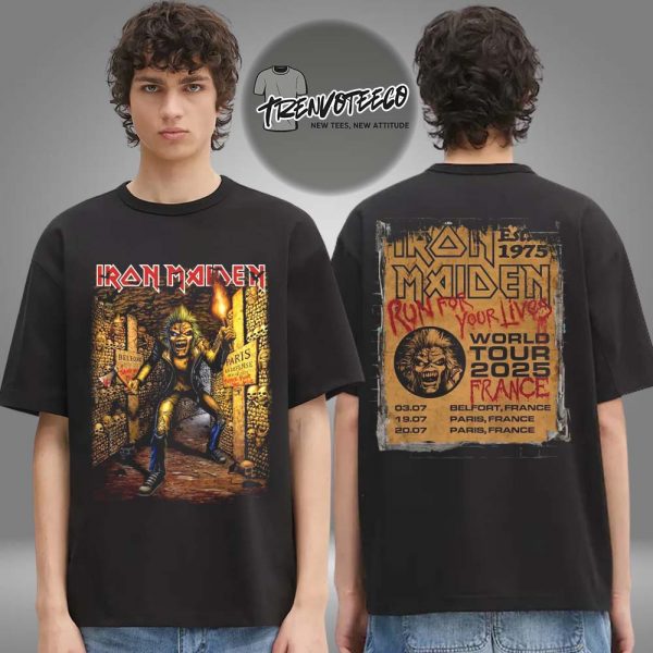 Iron Maiden Run For Your Lives World Tour 2025 Paris France On July 19-20 2025 Two Sided Unisex T-Shirt