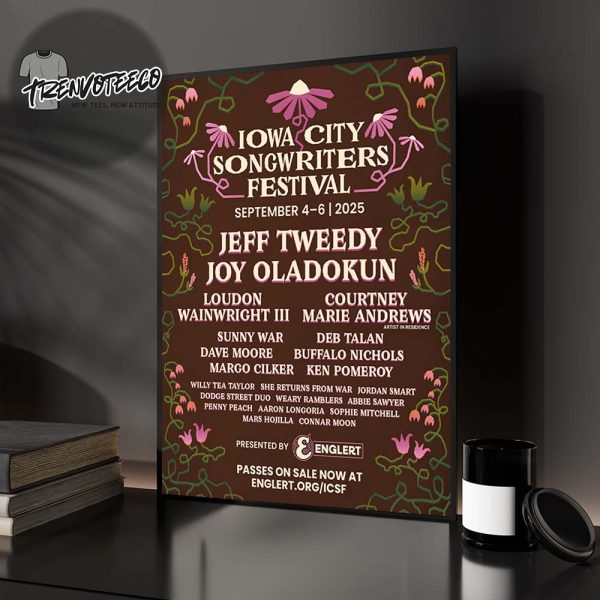 Jeff Tweedy Wilco Band Iowa City Songwriters Festival On September 4 6 2025 Line Up Tour Home Decor Poster Canvas
