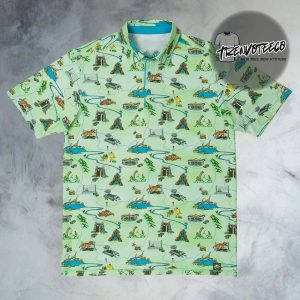 Jurassic Park Park Map RSVLTS Collection 2025 Polo T-Shirt