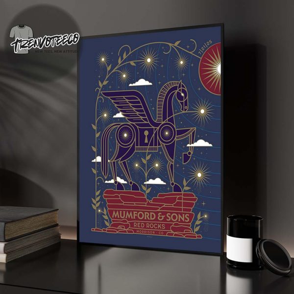 Mumford And Sons Night 1 At Red Rocks In Morrison CO On July 21 2025 Home Decor Poster Canvas