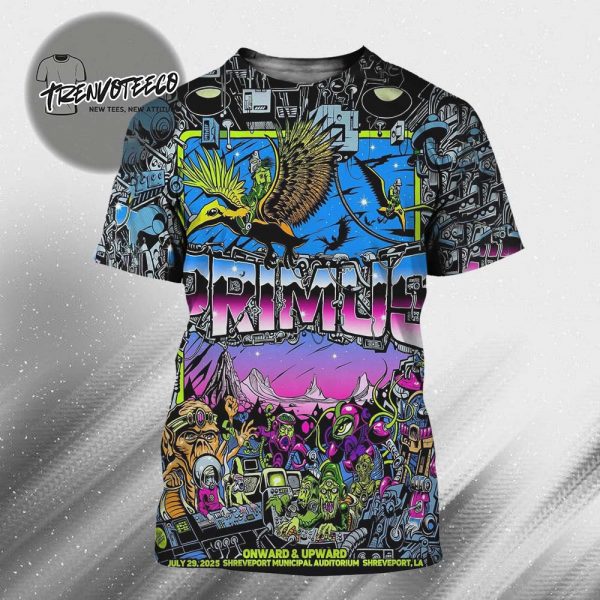 Primus Onward And Upward Tour At Shreveport Municipal Auditorium Shreveport In LA On July 29 2025 All Over Print Shirt