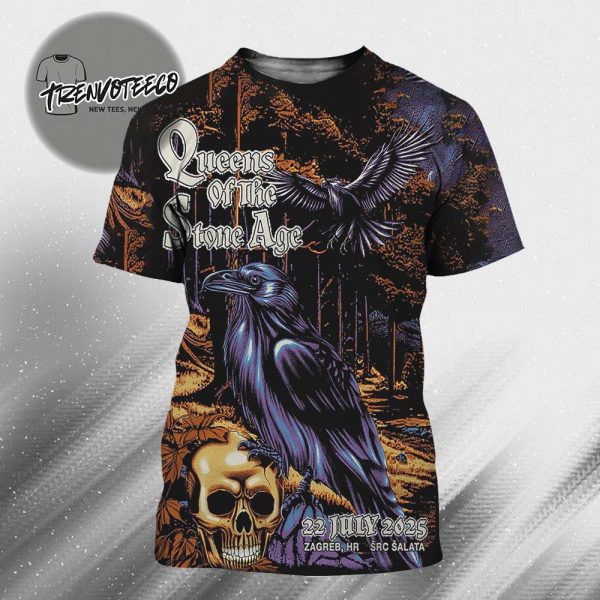 Queens Of The Stone Age Poster Night 1 At Src Salata In Zagreb HR On July 22 2025 All Over Print Shirt