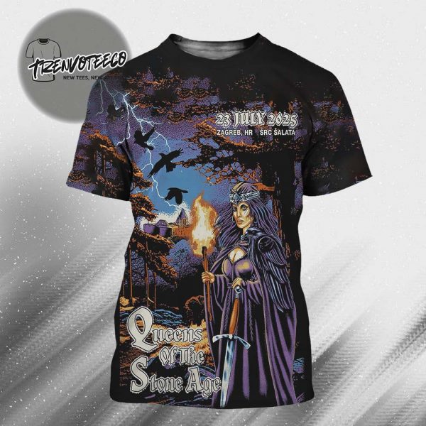 Queens Of The Stone Age Poster Night 2 At Src Salata In Zagreb HR On July 23 2025 All Over Print Shirt