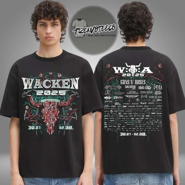 Wacken 2025 The Thing Festival Line Up On July 30 – August 2 2025 Two Sided Unisex T-Shirt