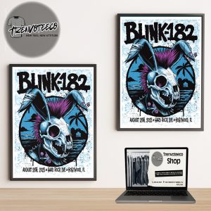 Blink 182 Poster Show At Hard Rock Live In Hollywood FL On August 28 2025 Home Decor Poster Canvas