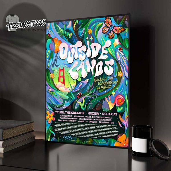 Outside Lands Poster Music Festival At Golden Gate Park In San Francisco CA On August 8-10 2025 Line Up Home Decor Poster Canvas