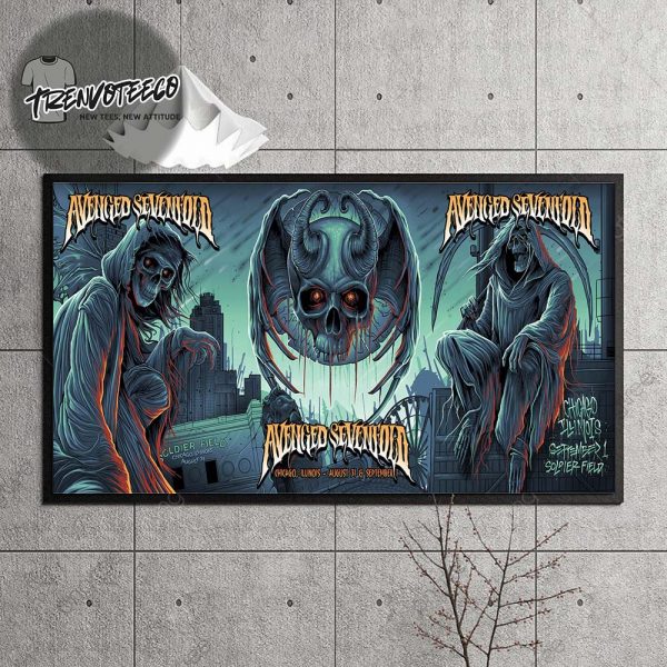 Avenged Sevenfold Full Show Combined Poster At Soldier Field In Chicago Illinois On August 31 And September 1 2025 Home Decor Poster Canvas