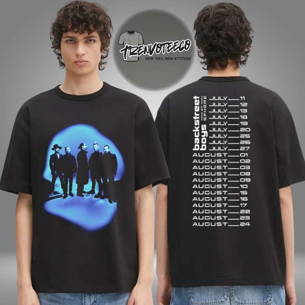 Backstreet Boys Merch Store Black Denim Glow Photo Two Sided Unisex T-Shirt