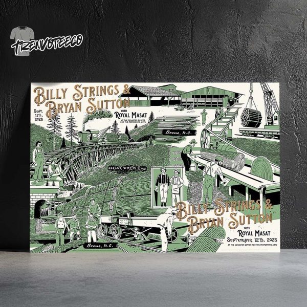 Billy Strings Poster Show At Chaefer Center For The Performing Arts In Boone North Carolina On September 11 12 2025 Landscape Home Decor Poster Canvas