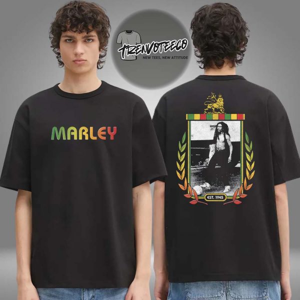 Bob Marley Merch Marley Crest Two Sided Unisex T-Shirt