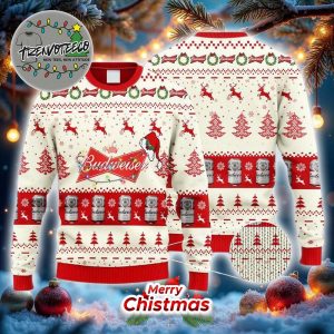Budweiser Reindeer Snowy Night Best Gifts For Holiday 2025 Christmas Ugly Sweater