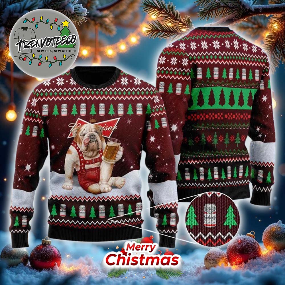 Bulldog Drink Budweiser Beer Best Gifts For Holiday 2025 Christmas Ugly Sweater Bulldog Drink Budweiser Beer Best Gifts For Holiday 2025 Christmas Ugly Sweater
