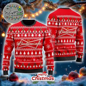 Christmas Cheers With Budweiser Beer Best Gifts For Holiday 2025 Christmas Ugly Sweater