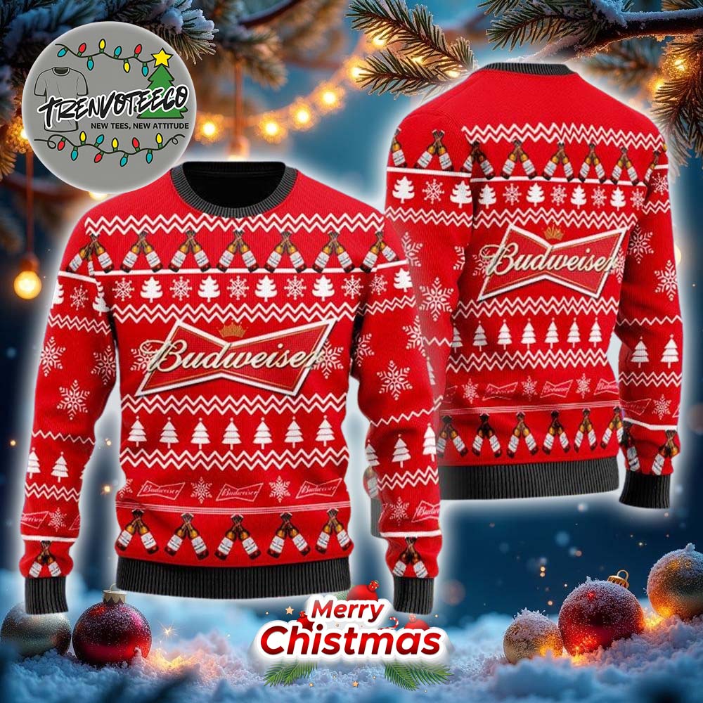 Christmas Cheers With Budweiser Beer Best Gifts For Holiday 2025 Christmas Ugly Sweater Christmas Cheers With Budweiser Beer Best Gifts For Holiday 2025 Christmas Ugly Sweater