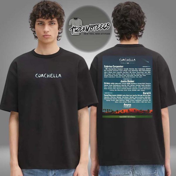 Coachella Merch Store 2026 Line Up Squad On April 10 12 & 17 19 2026 Two Sided Unisex T-Shirt