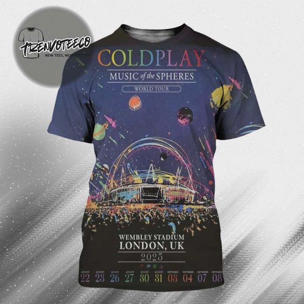 Coldplay Music Of The Spheres World Tour Poster Concert At Wembley Stadium In London UK On September 04 2025 All Over Print Shirt