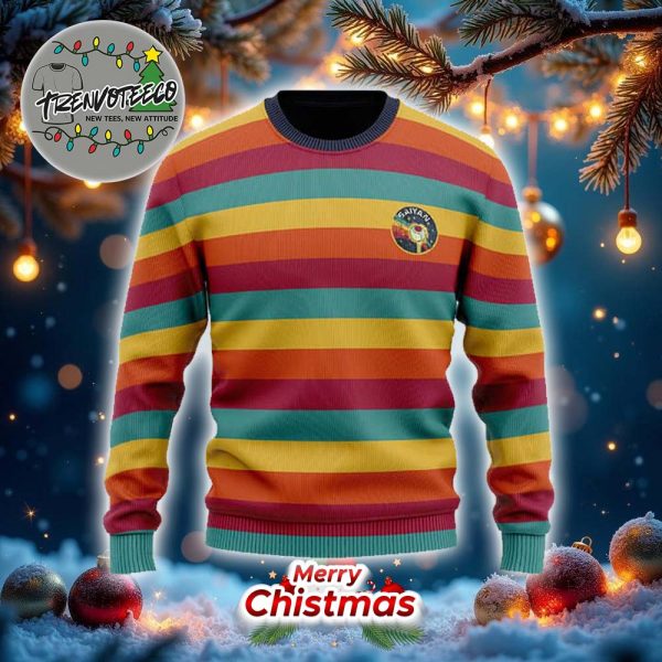 DBZ Adorable Saiyan Ship Logo Retro Rainbow Ugly Sweater