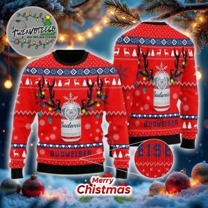 Deer Budweiser Best Gifts For Holiday 2025 Christmas Ugly Sweater