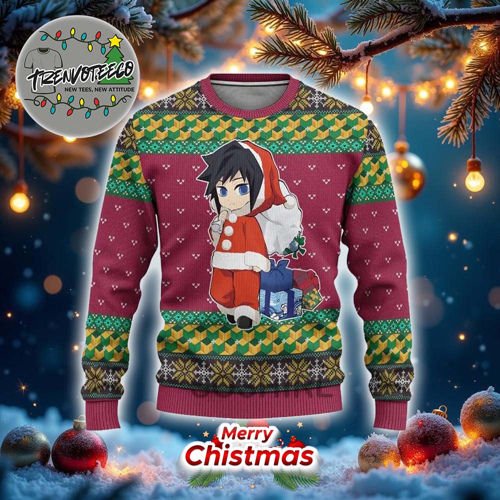 Demon Slayer Giyu Noel Best Gifts For Fans Anime Christmas Ugly Sweater Demon Slayer Giyu Noel Best Gifts For Fans Anime Christmas Ugly Sweater