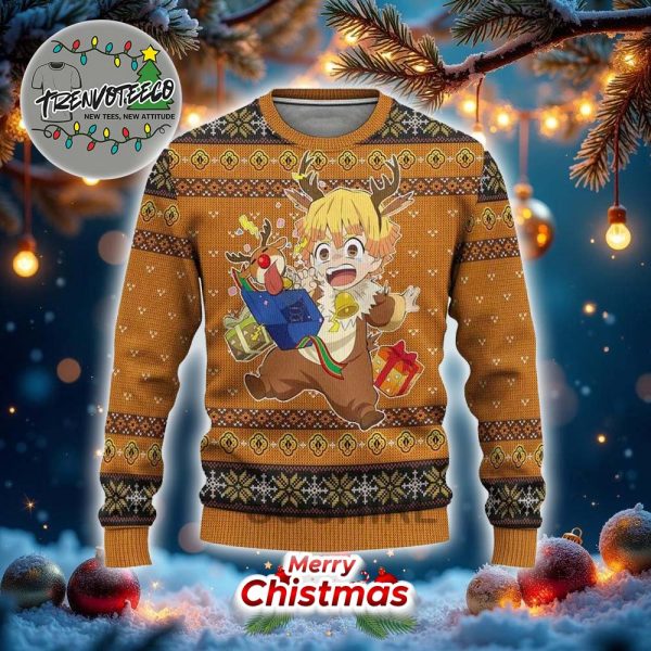 Demon Slayer Zennitsu Chibi Surprise Best Gifts For Fans Anime Christmas Ugly Sweater