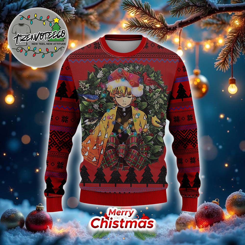 Demon Slayer Zennitsu Kimetsu Yaiba Best Gifts For Fans Anime Christmas Ugly Sweater Demon Slayer Zennitsu Kimetsu Yaiba Best Gifts For Fans Anime Christmas Ugly Sweater