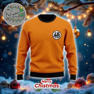 Dragon Ball Z Son Goku Kanji Logo Orange Ugly Sweater