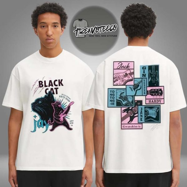 Enhypen Merch Jay Black Cat Two Sided Unisex T-Shirt