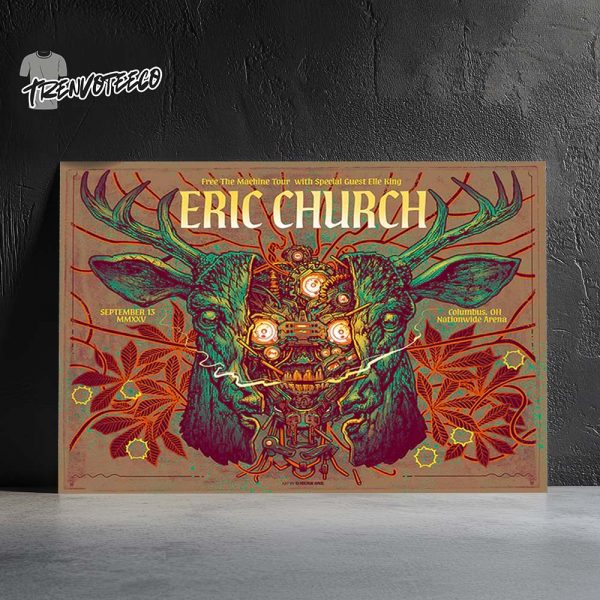 Eric Church Free The Machine Tour At Nationwide Arena In Columbus OH On September 13 2025 Home Decor Poster Canvas