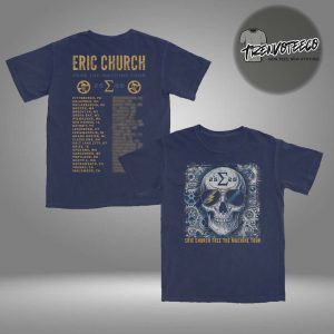 Eric Church Free The Machine Tour Navy Skull Two Sided Unisex T-Shirt