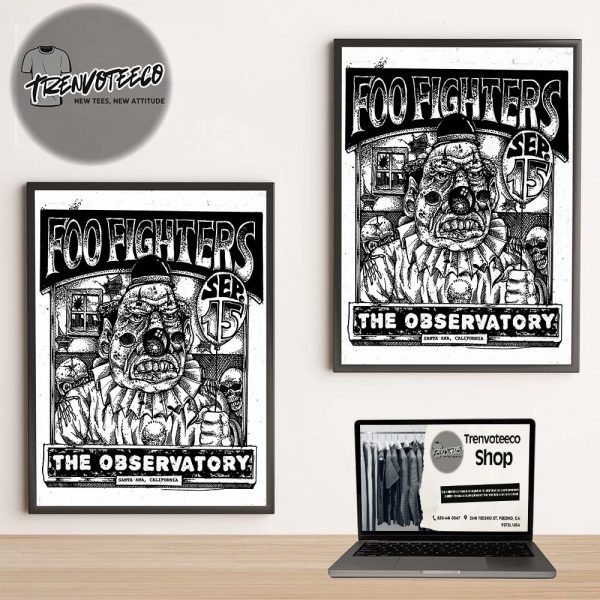 Foo Fighters Poster Show At The Observatory In Santa Ana California On September 15 2025 Home Decor Poster Canvas