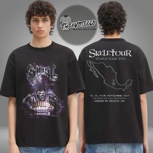 Ghost Band Merch Skeletour World Tour 2025 At Palacio De Los Deportes In Chidad De Mexico MN On September 23 24 25 2025 Two Sided Unisex T-Shirt