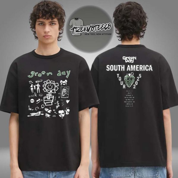 Greenday South America August 24-September 15 2025 The Saviors Tour Argentina Show At Huracan Stadium Buenos Aires Graphic Two Sided Unisex T-Shirt