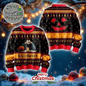 Halloween Michael Myers Pumpkin Best Give For Halloween Day Ugly Sweater