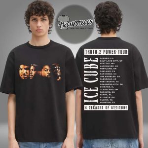 Ice Cube Merch Truth 2 Power Faces Tour Two Sided Unisex T-Shirt