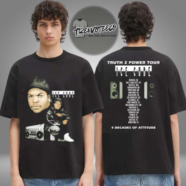 Ice Cube Merch Truth To Power Boombox Tour Two Sided Unisex T-Shirt