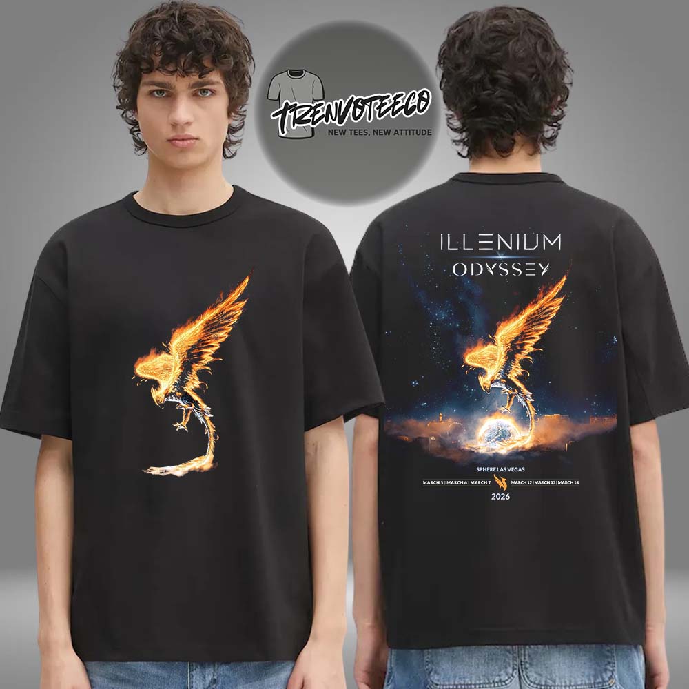 Illenium Merch Odyssey At Sphere Las Vegas On March 5 6 7 12 13 14 2026 Two Sided Unisex T-Shirt
