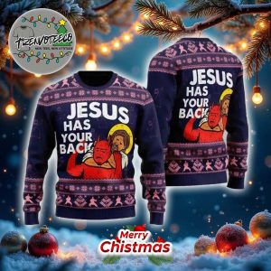 Jesus Has Your Back Funny Ugly Christmas Sweater
