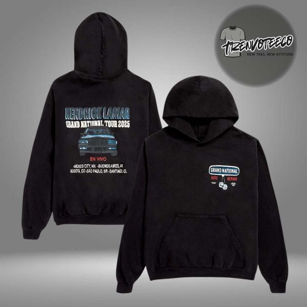 Kendrick Lamar Grand National Tour Merch Auto Repair LATAM Two Sided HoodieShirt
