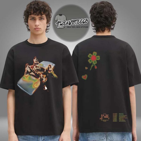Le Sserafim North American Tour Easy Crazy Hot 2025 Exclusive Merch Flower Tour All Over Print Shirt