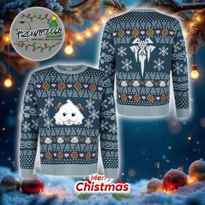 League Of Legends Cute Poro Poro Snowflake Pattern Holiday Ugly Christmas Sweater