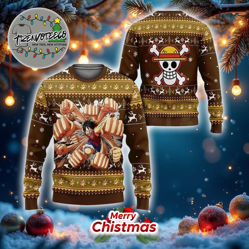 Luffy Gomu Gomu Xmas One Piece Best Give For Fans Anime Ugly Christmas Sweater Luffy Gomu Gomu Xmas One Piece Best Give For Fans Anime Ugly Christmas Sweater
