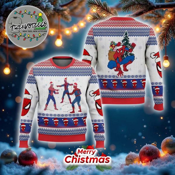 Meme Spiderman Santa Hat Funny Ugly Christmas Sweater