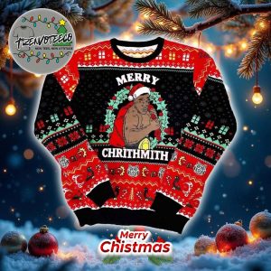 Mike Tyson Merry Chrithmith Kith My Ath Christmas Knitted Funny Ugly Christmas Sweater